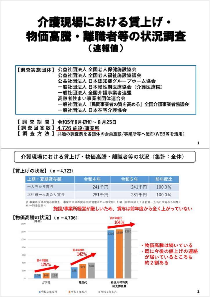 別添資料.介護現場における賃上げ・物価高騰・離職者等の状況調査のサムネイル