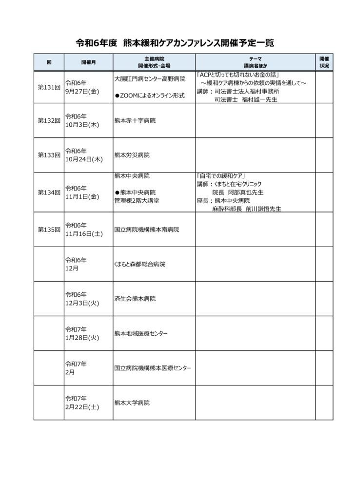 R6熊本緩和ケアカンファレンス開催予定のサムネイル